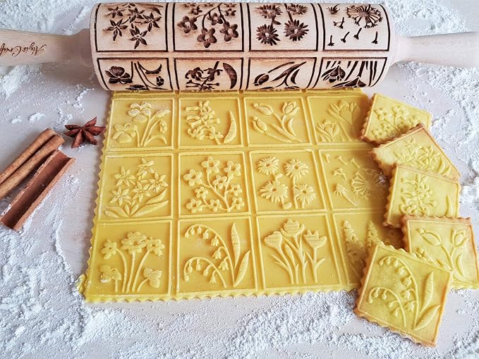 SPRING FLOWERS Embossing Rolling Pin - Image 2