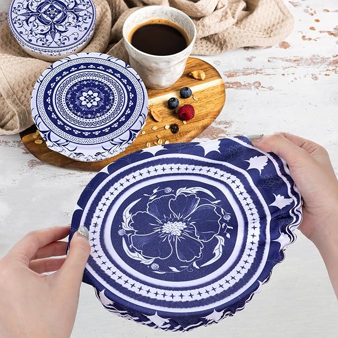 5 Pieces Bowl Covers Reusable, 5 Multi-Size Elastic Cloth Fabric Bowl Covers - Image 4