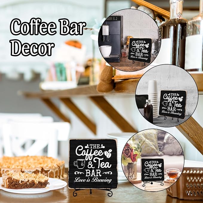 Coffee Bar Sign, Love is Brewing Farmhouse Tabletop Decor, Coffee and Tea Lover - Image 3