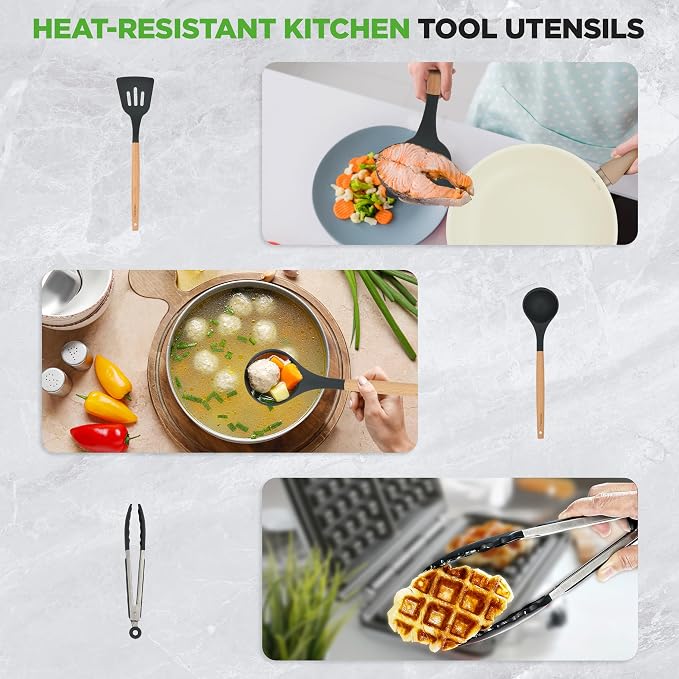 NutriChef 22-Piece Black Marble Non-Stick Cookware and Bakeware Set - Image 5