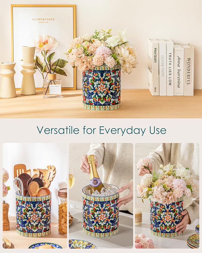 vancasso SIMI Utensil Holder, 7.3"+5.5" Porcelain Kitchen Utensil Holder - Image 5