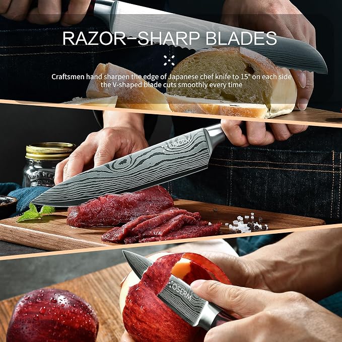 Kitchen Knife Set, Razor Sharp High Carbon Steel Knives Set, Gift Ready Knife - Image 7