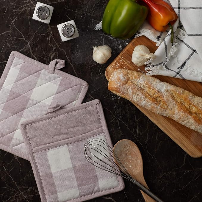 DII Buffalo Check Kitchen Collection, Classic Farmhouse Kitchen Set, Dusty Lilac - Image 5