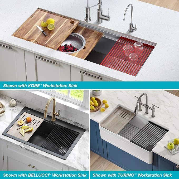 Kraus Multipurpose Workstation Sink Roll-Up Dish Drying Rack, Colander and - Image 8