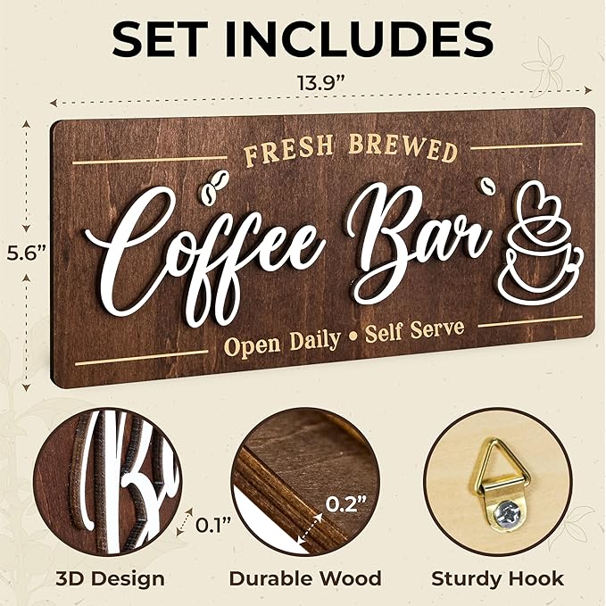 Woodamore Coffee Bar Signs for Wall Decor - Image 2