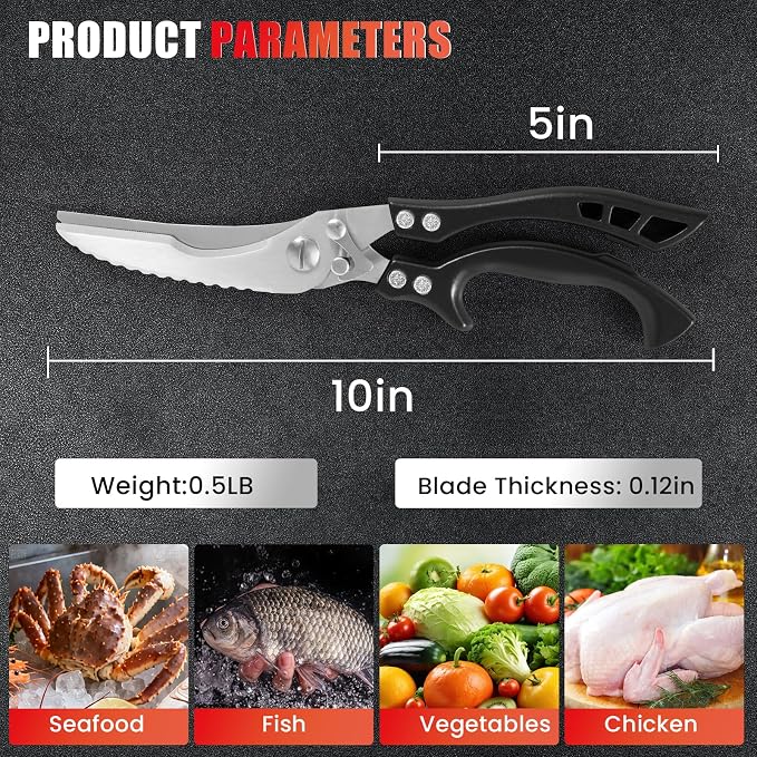 ANDONG Heavy Duty Kitchen Scissors, Professional Poultry Shears, Cooking - Image 3