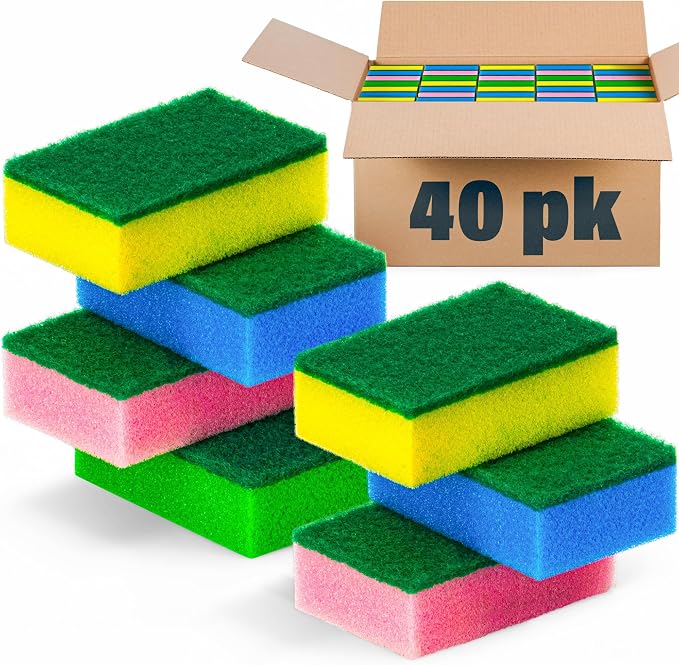 DecorRack 40 Pack Kitchen Sponges, Heavy Duty, Non-Scratch Cleaning Scrub - Image 2