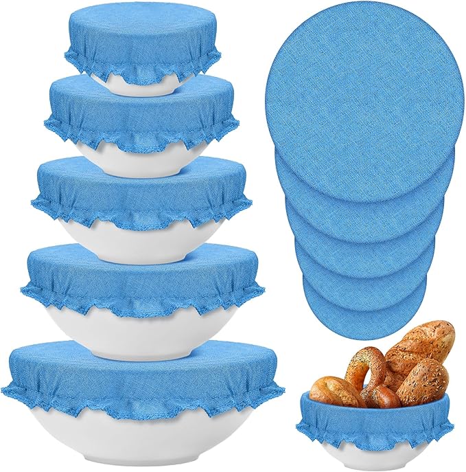 Patelai 10 Pcs Bowl Covers Reusable in 5 Size Stretch Cloth Fabric Elastic Food by Patelai