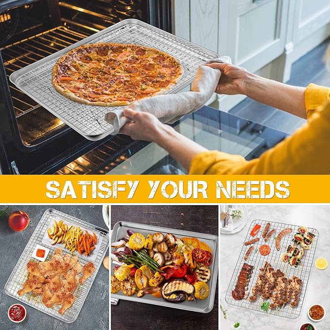 P&P CHEF 17.5 Inch Baking Sheet and Rack Set, Stainless Steel Cookie Sheets - Image 7