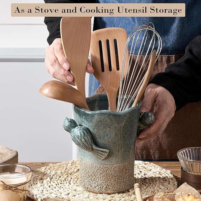 6.38“H Utensil Holder for Kitchen Counter, Modern Farmhouse Cooking Utensil - Image 5