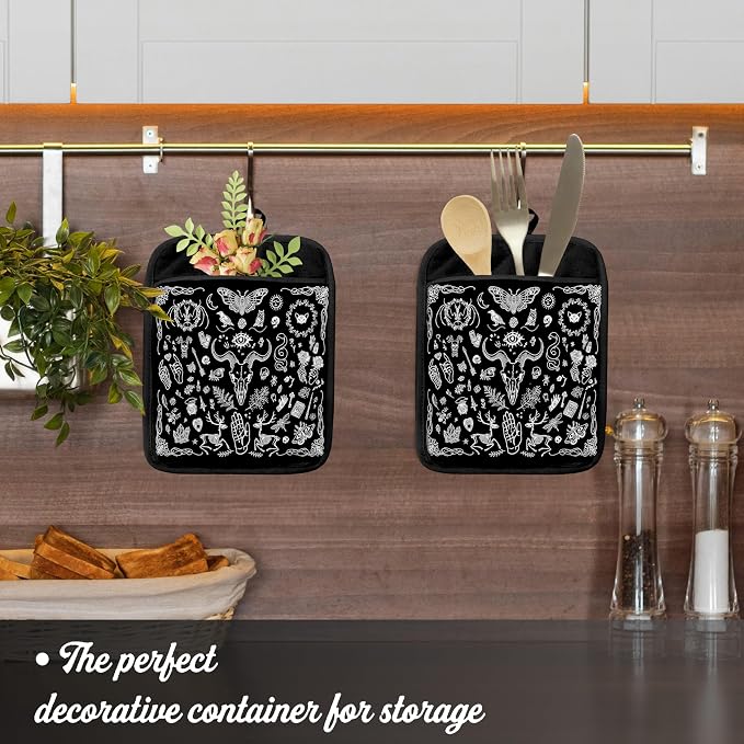 Gothic Witchy Skull Pot Holders - Image 3