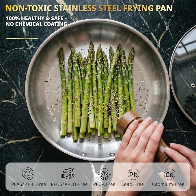 Ciwete 11-Piece Tri-Ply Stainless Steel Pots and Pans Set, 18/10 Stainless - Image 4