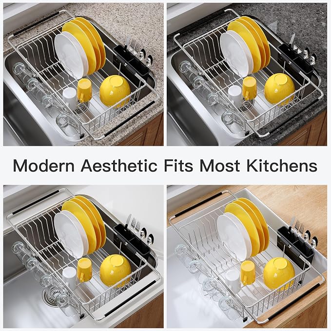 JASIWAY Dish Drying Rack in Sink, Expandable Stainless Steel Dish Drainers - Image 9