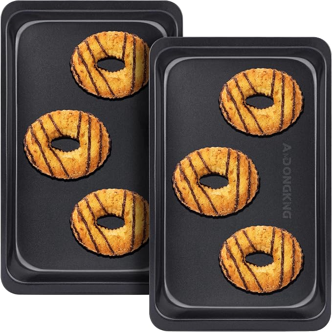 Baking Sheet Pans, Cookie Tray, Nonstick Heavy Carbon Steel Bakeware, 12 X 7.5 by OurProductYourLifestyle