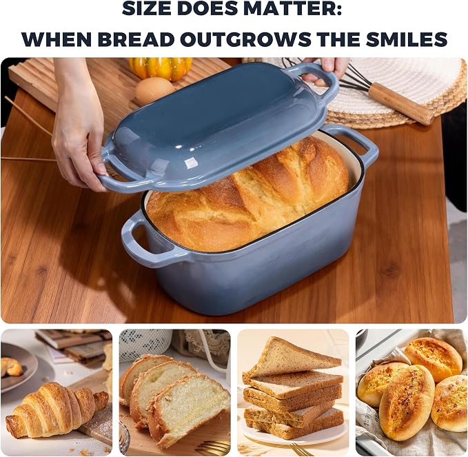 4.6 Quart Dutch Oven for Sourdough Bread Baking, Combo Oval Enameled Cast Iron - Image 7