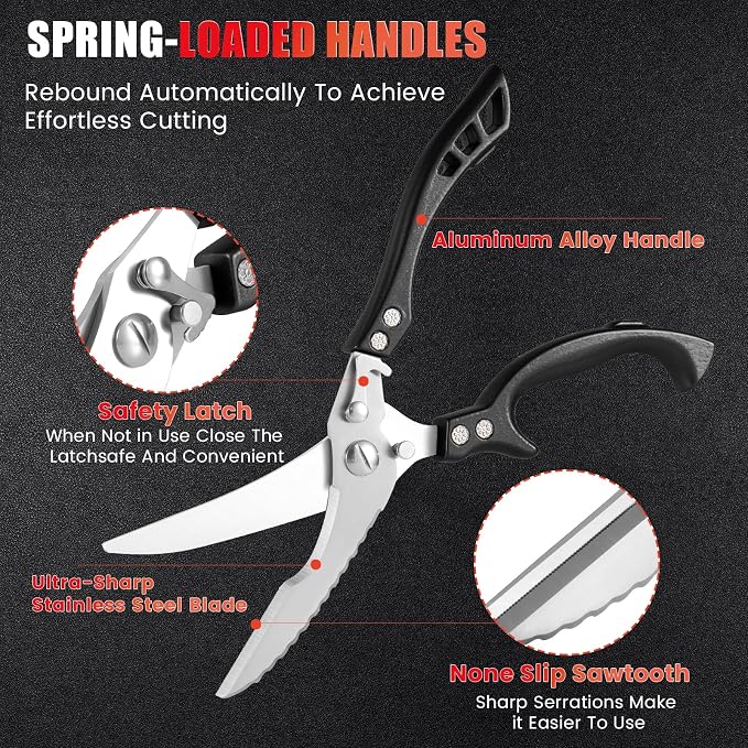 ANDONG Heavy Duty Kitchen Scissors, Professional Poultry Shears, Cooking - Image 2