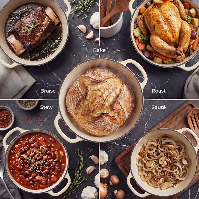 Zulay Kitchen 5 Quart Enameled Cast Iron Dutch Oven Pot - Image 3