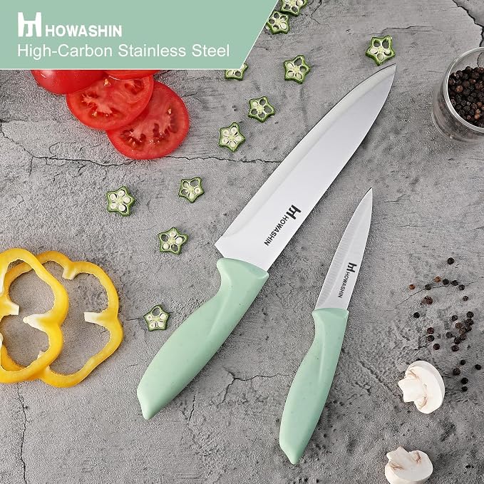 Green Knife Set, High Carbon German Stainless Steel Knife Block Set, Hand wash - Image 3