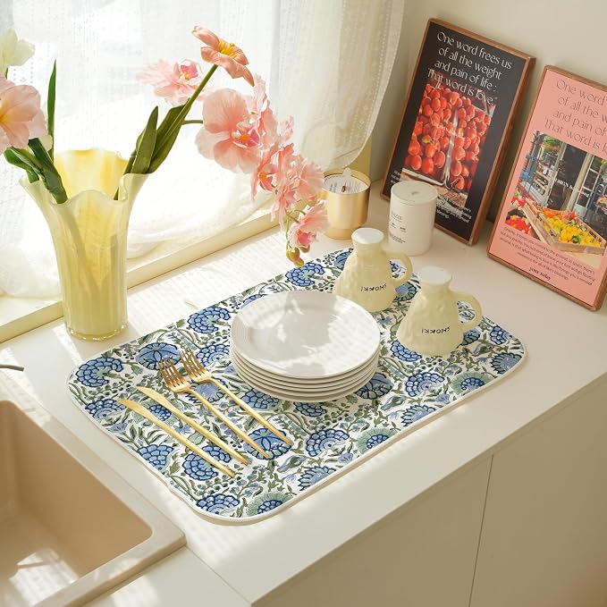 Floral Dish Drying Mat 18x24 Inches - Image 6
