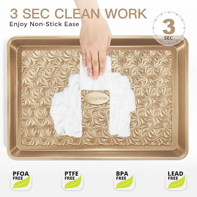 HONGBAKE Nonstick Baking Sheet Pan Set of 3, Cookie Sheets - Image 6