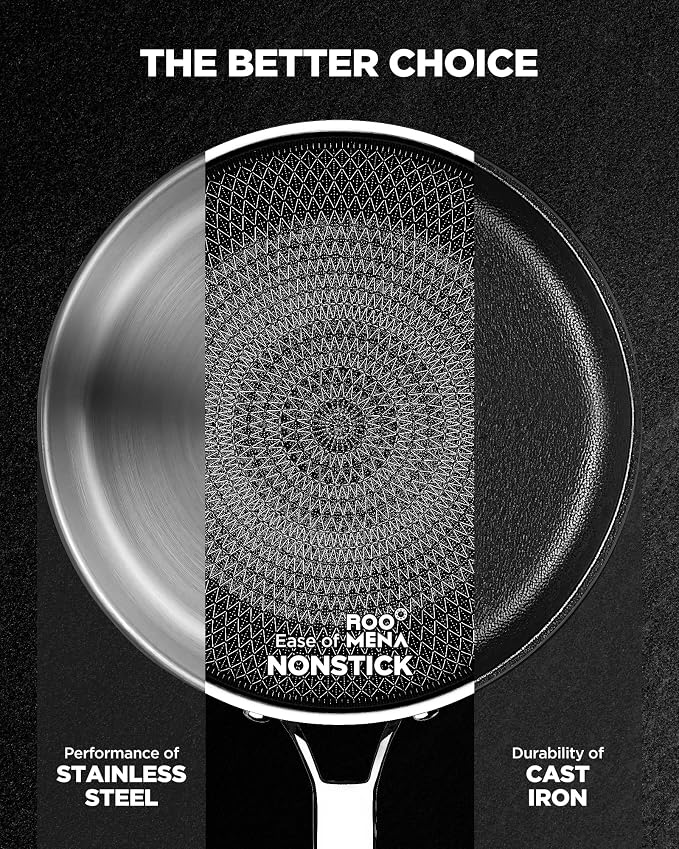 Pots and Pans Set Hybrid Stainless Steel, Dishwasher & Oven Safe, Metal Utensil - Image 6