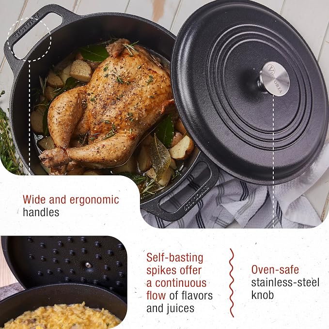 Victoria 6-Quart Cast Iron Dutch Oven - Image 4