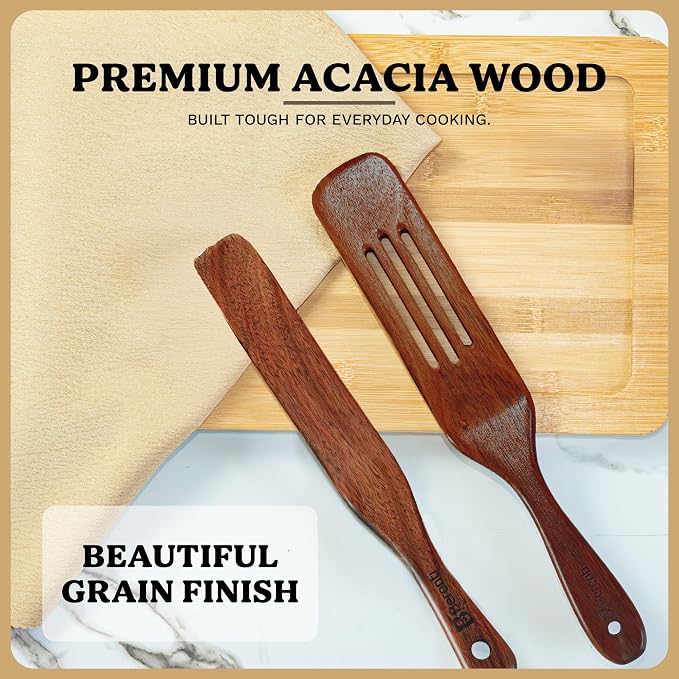 5-Piece Wooden Spurtle Set – Acacia Wood Kitchen Tools - Image 6