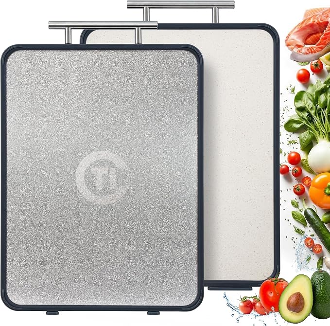 Titanium Cutting Board for Kitchen- Double Sided Chopping Board by HealthyCookingHappyLiving