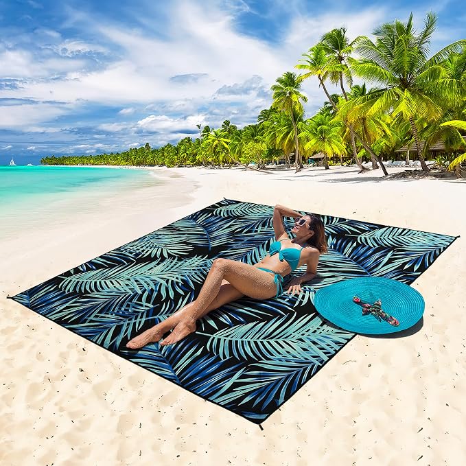 HIHOHO Beach Blanket Waterproof Sandproof Extra Large Beach Mat 79" X - Image 5