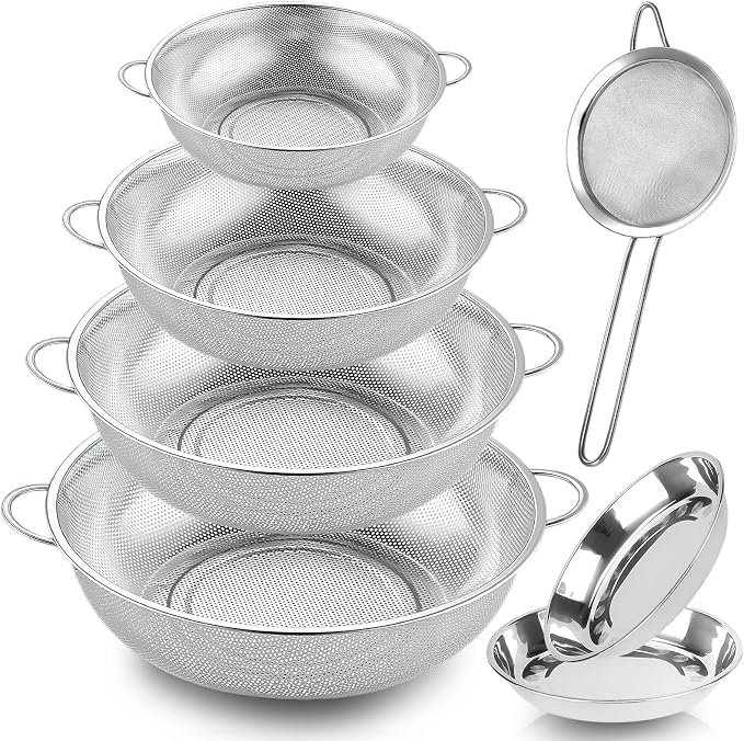 Colander Stainless Steel, 7 Piece Strainers and Colanders Set, Mesh Strainer by ATPWONZ