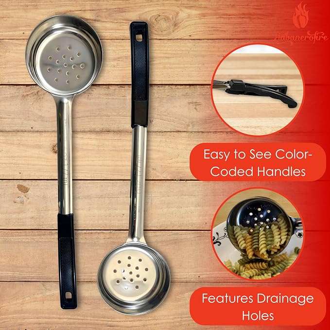 6 Ounce Slotted Stainless Steel Portion Control Ladle Spoon - Image 2