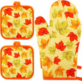 Lucleag 4 Pieces Fall Oven Mitts and Pot Holders Set, Thanksgiving