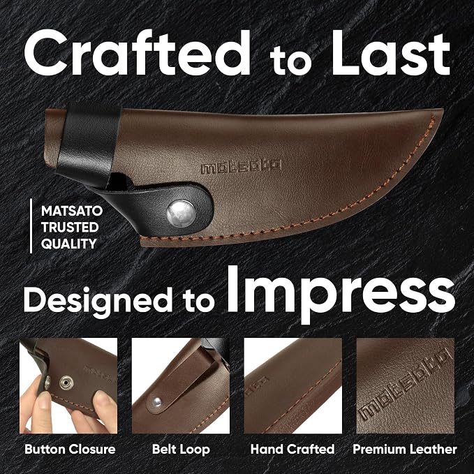 Matsato Kitchen Knife Leather Sheath, Japanese Steel Chef's Knife Holder Perfect - Image 6