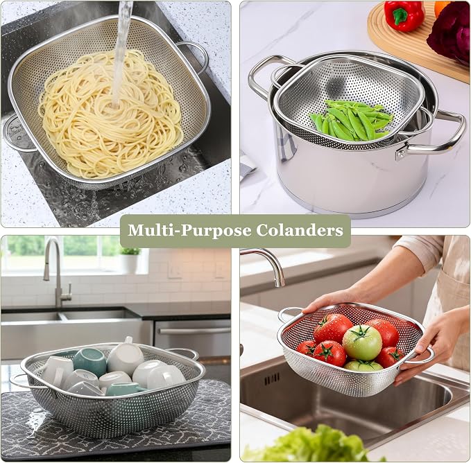 E-far 6QT Stainless Steel Colander - Image 4
