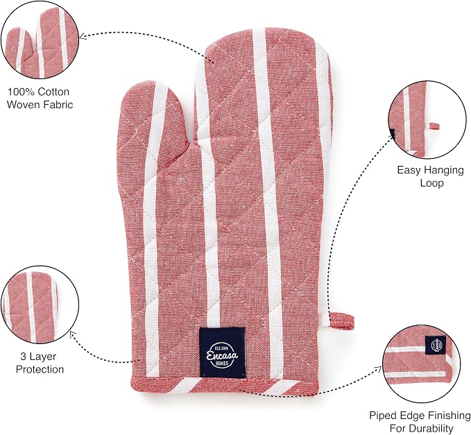 Encasa XO Long 12"x7" Oven Microwave Hand Gloves Mitts - Image 5