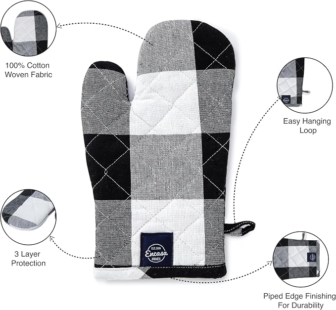 Encasa XO Long 12"x7" Oven Microwave Hand Gloves Mitts - Image 5