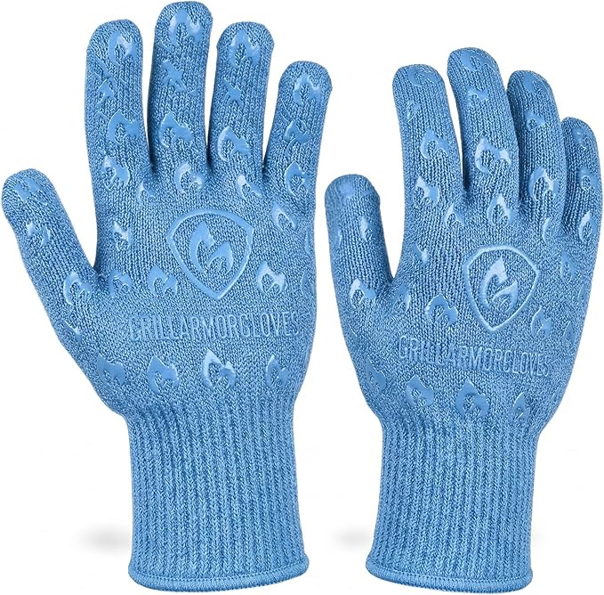 Grill Armor Oven Gloves with Fingers – Extra Long Cuff, 932°F Heat, Fire & Cut by GrillArmorGloves
