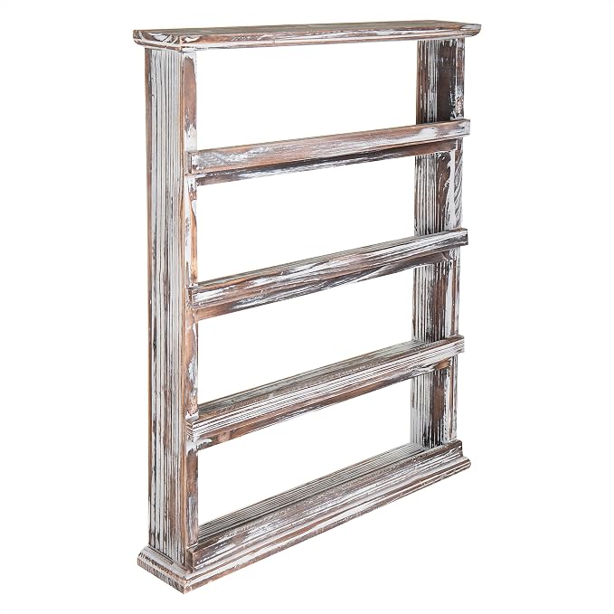 MyGift Wooden Spice Rack Wall Mount, Hanging 4 Tier Seasoning Jar Shelf - Image 7