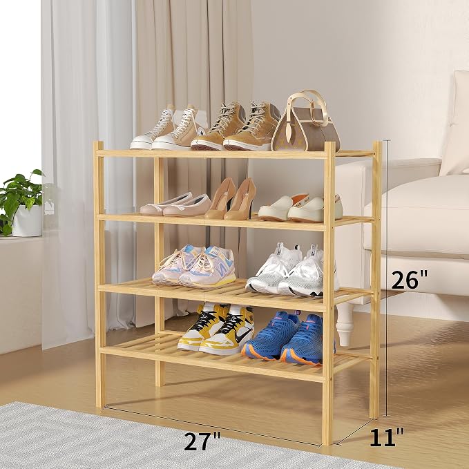 ROMGUAR CRAFT 4 Tier Bamboo Shoe Rack - Image 3