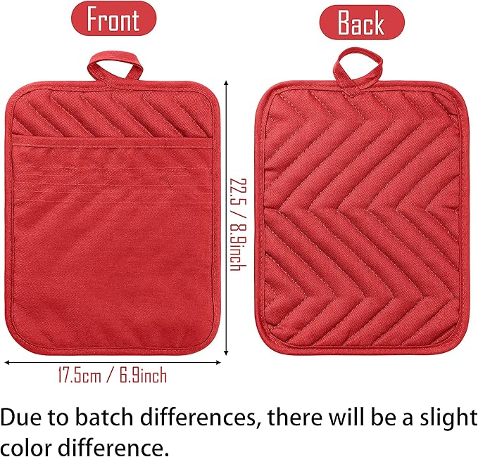 GROBRO7 5Pack Pocket Pot Holders Cotton Heat Resistant Potholder Multipurpose - Image 2