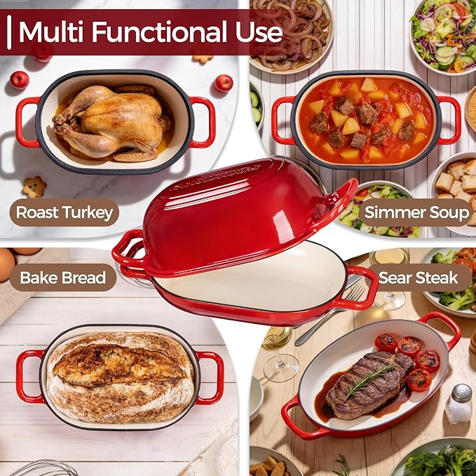 Oval Dutch Oven for Bread Baking, 12 x 8 Inch Cast Iron Bread Oven for Sourdough - Image 3