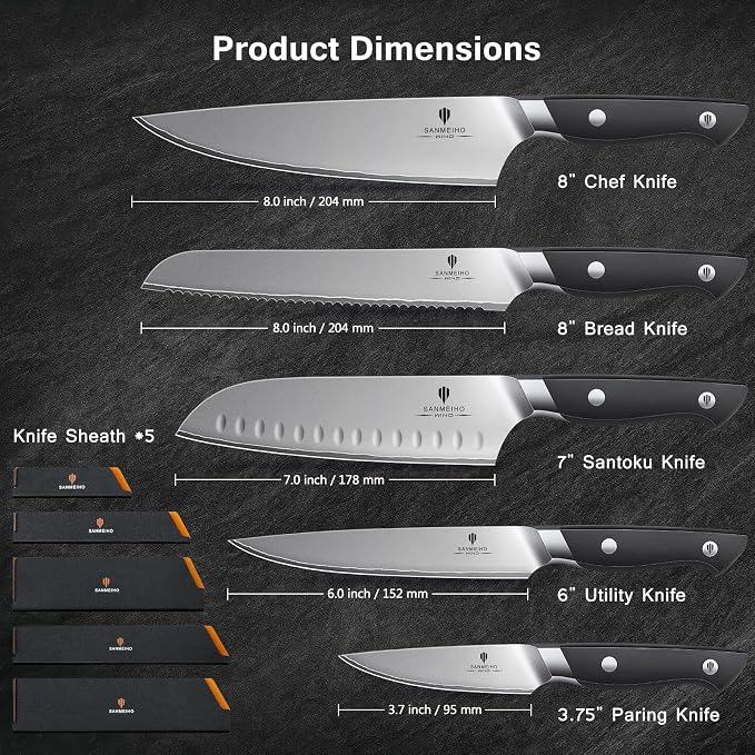 10 PCS Knife Set with Knife Sheath, Japanese Kitchen Knife Set with 5 Layers - Image 7
