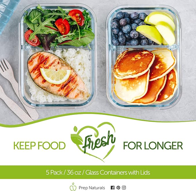 Prep Naturals 36oz Glass Meal Prep Containers - Image 7