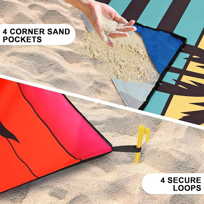 HIHOHO Beach Blanket Waterproof Sandproof Extra Large Beach Mat 79" X - Image 2