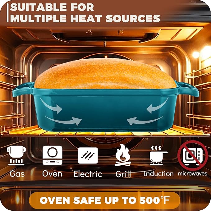 Cast Iron Loaf Pan With Lid, Enameled Bread Loaf Pan - Image 5