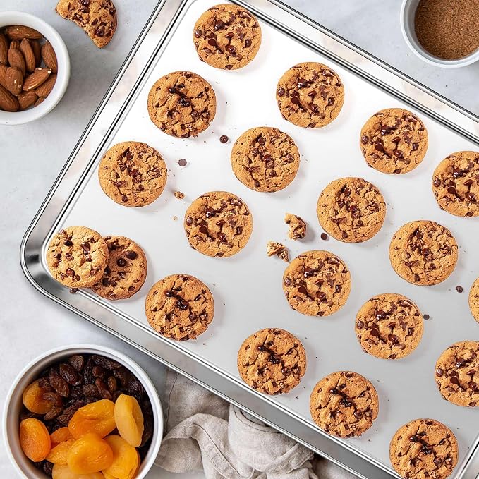 Homikit 1 Pack Baking Sheet, 16x12 Inch Stainless Steel Cookie Tray Set - Image 4