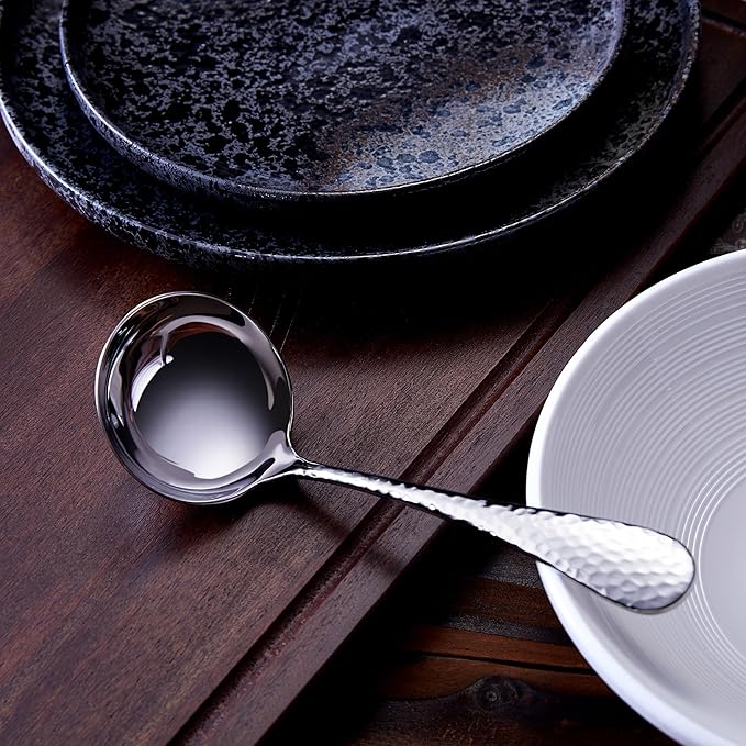 KEAWELL Premium 7.3" Hammered Gravy Ladle – 18/10 Stainless Steel – Exquisite - Image 5