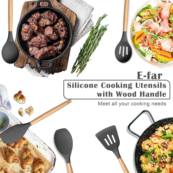 E-far Silicone Cooking Utensils Set, 5-Piece Kitchen Utensils Set - Image 6