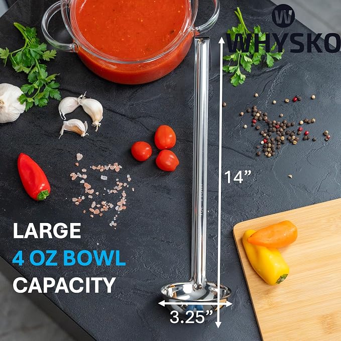 Whysko Soup Ladle Stainless Steel, 4 oz Metal Ladle Spoon, Rustproof Heat - Image 2