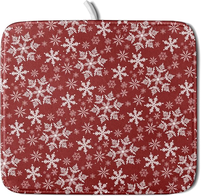 Christmas Dish Drying Mat for Kitchen Counter 18x16 Inch Xmas Snowflake Drying by Trongr
